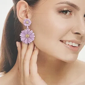 گوشواره زنانه آی ام طرح گل مدل TE1047